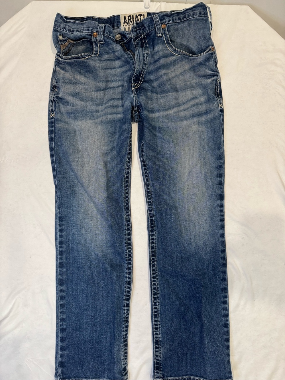 Ariat M4 Men’s Jeans 38x34 Low Rise Boot Cut Blue Denim Western Cowboy